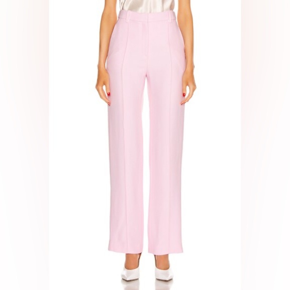 Rosetta Getty Women's Pink Crepe Pintuck Straight-leg Pants- 8